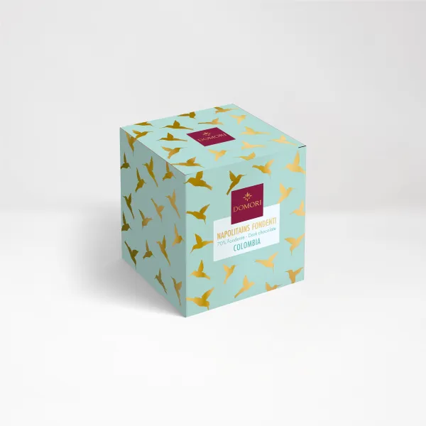 Paper-based cube with Napolitains Colombia - Domori